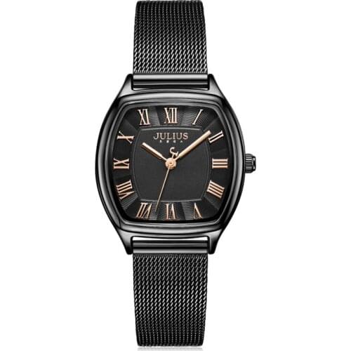 Classic Retro Tonneau Julius Womens Watch Japan Mov't Hours Elegant Fashion Clock Stainless Steel Bracelet Girls Gift Box