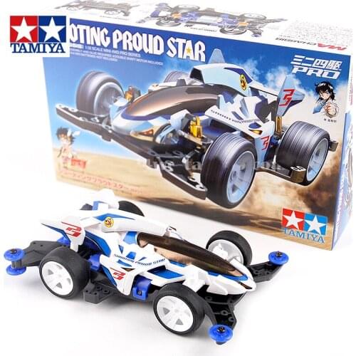 1Box SHOOTING PROUD STAR 18641 1/32 Scale Tamiya Mini 4WD Car Model (MA Chassis) White&Blue DASH 4WD Kid
