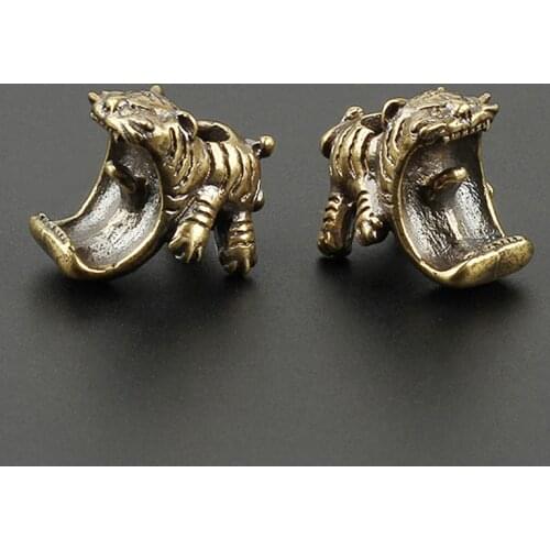 1PCS Tiger Brass Knife Beads Bottle Opener Pendant Copper Big Mouth Tiger Paracord Beads DIY