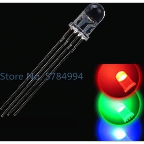 100pcs 5MM RGB super Bright led Common Cathode 4 pins red green blue water clear