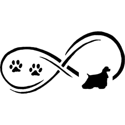 17.7*8.9CM Cocker Spaniel Pet Dog Paw Print Classical Funny Car Body Decoration Stickers Black/Silver C6-1085