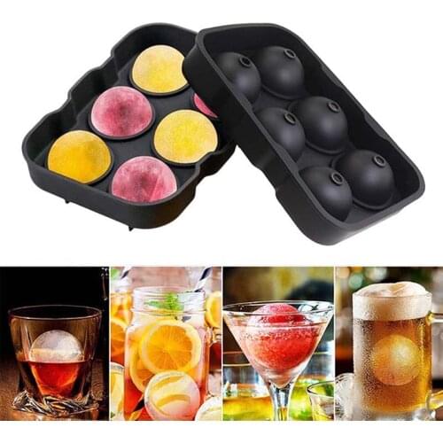 5 Colors 6 Holes 4.5cm Diameter Food Grade Soft Silicone Eco-Friendly Useful Homemade Ice Cube Tray Ball Maker Mold Cute Simple