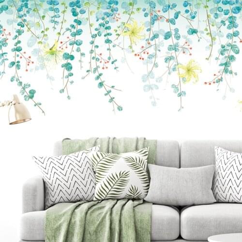 55*168CM Green Vine Lving Room Decoration Wall Sticker DIY Flower Modern Decals Poster Mural