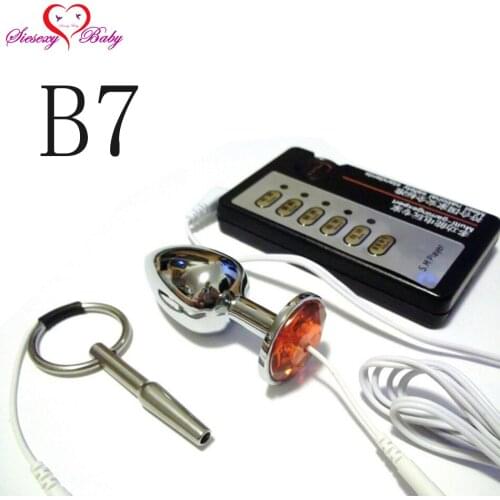 B7 Anal Electro Plug Electric Shock Small Penis Plug Tube Medical Themed Toys Electro stimulation sex toys for TENS Adult Game