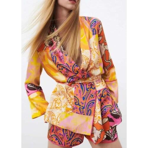 Klkxmyt Za Kimono Blouse Women 2021 Pockets Print Cardigan Woman Tops Long Sleeve Summer Blouses Fashion Tie Belt Vintage Shirts