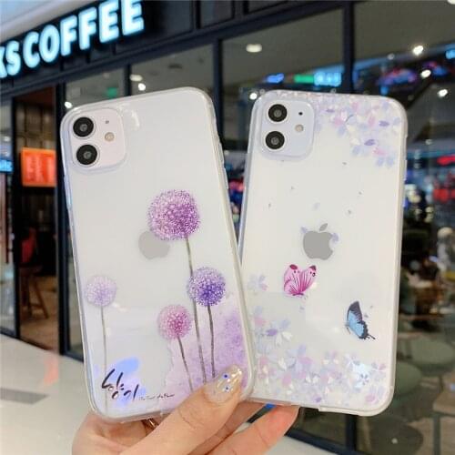 LUPWAY Colorful Flower Butterfly Phone Case For iPhone 11 12 Pro Max XR XS Max X 7 8 Plus 12 Mini SE 2020 Soft Silicone Cover