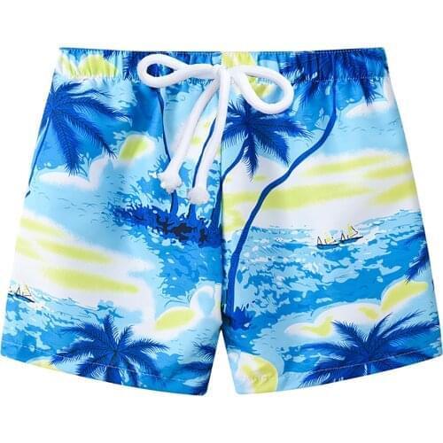 Kids Girls Boys Summer Beach Shorts Cartoon Floral Print Shorts for Children Swimming Bottoms Sport Exercise Beach Casual Wear