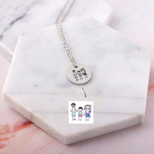 Kids Drawing Necklace Actual child art Jewelry Wearable Art Keepsake Pendant From Photo Gift for Mother Necklace HandWritting