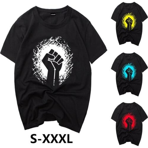 Fist-Power Printing Womens T-Shirt Couples Lovers Husband and Wife Parent-child Wen Short Sleeve O Neck Loose Tshirt Summer