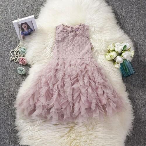 Baby Girls Princess Lace Party Dress Baby Fluffy Girl Dresses Toddler Girls Sleeveless Wedding Pageant Clothes