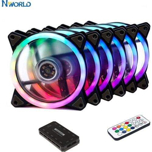 CPU Cooler PC Cooling RGB Fan Case Cooling Fan Adjust LED 120mm Radiator Quiet + IR Remote Cooler RGB PC Accessories