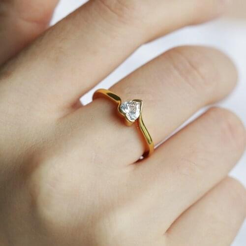 Fashion Moissanite Heart Ring for Women 18K Plating Gold Ring Valentine Wedding Ring Couple Jewelry Gift 2021