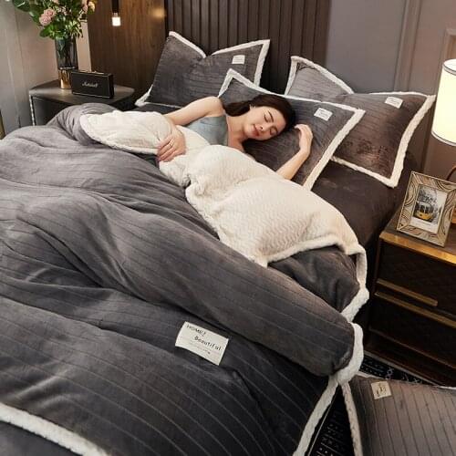 Edging Double Duvet Cover Home Textiles Flannel Quilt Cover 1pcs A blanket Warm Coral Fleece Quilt cover Throw Mechanical Wash