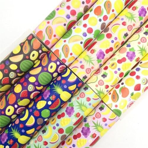 Onefly Wholesales Dropshipping Leather Supplier Watermeleon Pipeapple Printed Synthetic Faux Leather Sheets For Bow DIY FZ140