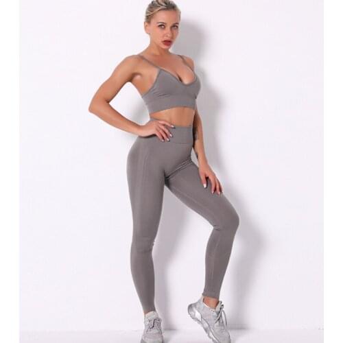 Wholesale Factory Fitness Wear Brazilian Athletic Gym Custom Running Yoga Legging And Sports Bra Set