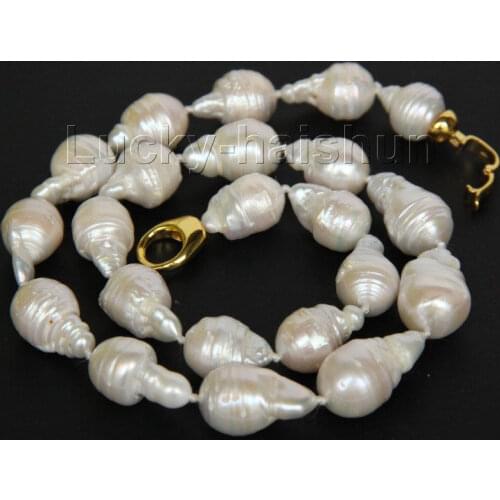 Natural 18" 21mm baroque white Reborn ke shi dun pearls necklace>Selling jewerly free shipping