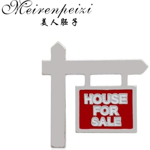 House Selling Brooch House for Sale Sign Badge Real Estate Clothing Pin Gift Brooch Small House Flame Brooch Badge Enamle Pin
