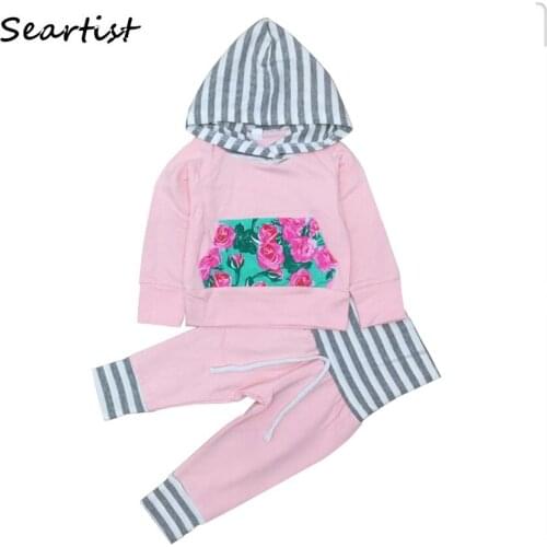 Seartist Girls Spring Clothing Sets Girl Pollover Joggers Set Hoodies+Pants Girls Striped Coat Suits Baby Hooded Outfit 48