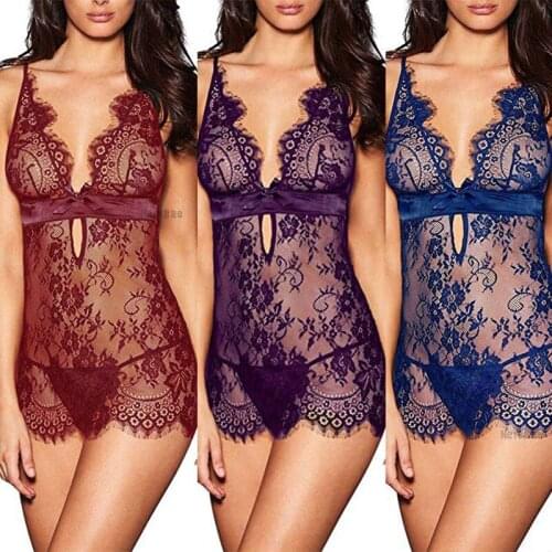 Woman Lingerie Sexy Sleepwear Lace Dress Baby Doll Lingerie Hot Lenceria Sexi Erotic Underwear Nightwear Pajamas Porno Costumes