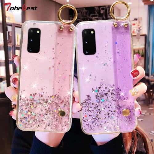 Wrist Strap Hand bracket Case For Samsung Galaxy A12 A32 A42 A52 A72 5G A02S A01 Core Coque Wristband Silicone Cover
