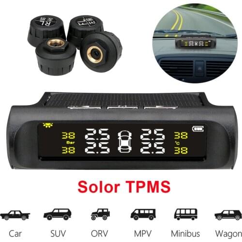 Solar Power Tyre Pressure Auto Security Alarm Systems Digital LCD Display Car TPMS Tyre Pressure Monitoring System