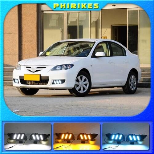 2PCS LED Daytime Running Light For Mazda 3 Axela 2006-2009 Flowing Turn Signal Relay ABS 12V DRL Fog Lamp Decoration