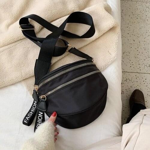 Trendy Nylon Saddle Shoulder Bag Women Waterproof Crossbody Bag Double-zipper Chest Bag Fashion Lady Messenger Handbag Pouch sac