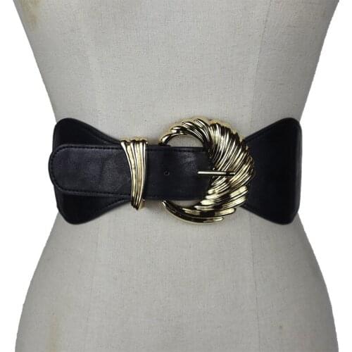 Maikun Fashion Metal Shell Belt For Women All-Match Elastic Belt Slimming Ladies Black Girdle