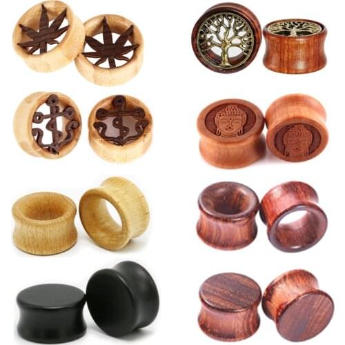 1Pair Wood Ear Gauge Earring Plugs And Tunnel Flesh 6-30Mm Wood Ear Expander Saddle Plugs Stretcher Piercing Oreja Dilataciones