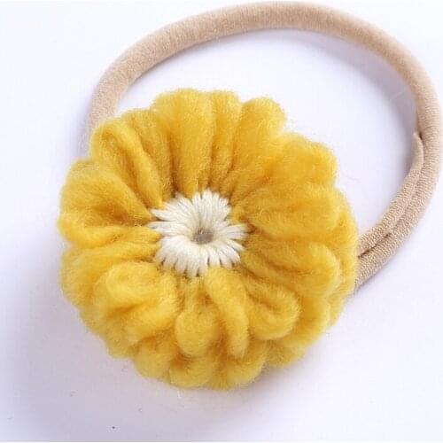 1pcs Knitted Flowers Flowers Nylon Headbands For Girls,Newborn Sweet Layer Floral Nylon Hairbands,Toddlers Elastic Hair Wraps