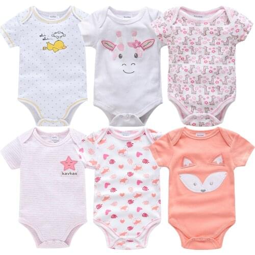 2021 6PCS Newborn Baby Girl Bodysuits Girls Clothing 0-12M Baby Boy Clothes 100%Cotton Unicorn Baby Boy Clothes Roupas de bebe