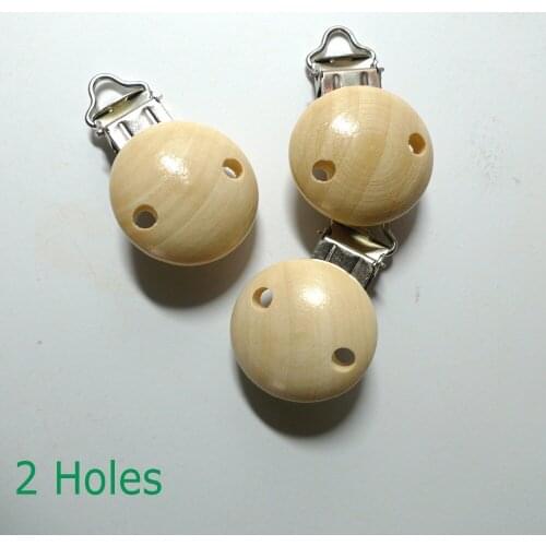 25PCS Nature Wood 2 Holes Baby Pacifier Clips