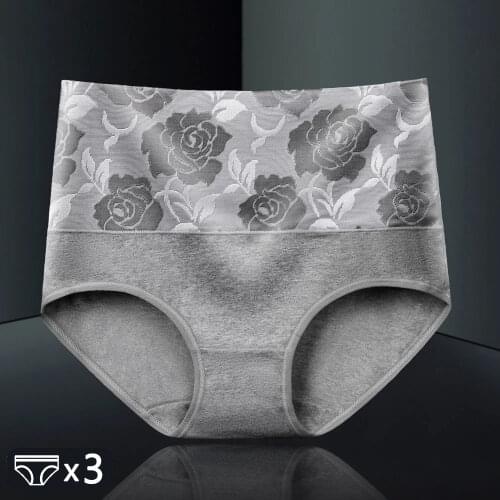 3Pcs Abdominal Underwear Womens Panties High Waist Cotton Briefs Girls Plus Size Seamless Shorts Underpants Female Ladies Panty