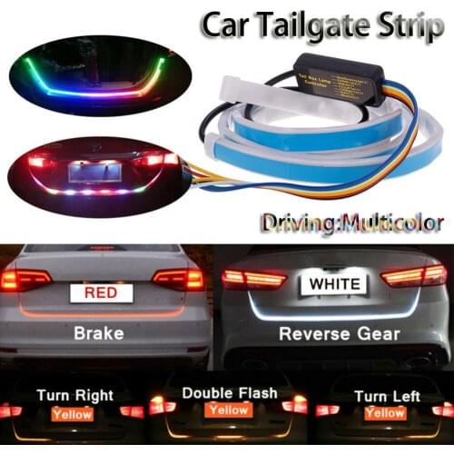 Promotion! 47.6inch RGB colorful flowing LED Trunk strip for car trunk dynamic blinkers led turn light Tail lights LED DRL Light