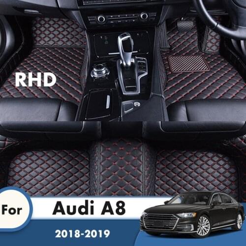 RHD Custom Car Floor Mats For Audi A8 2019 2018 Car Accessories Interior Decoration Car Styling Leather Carpets Tapis Covers