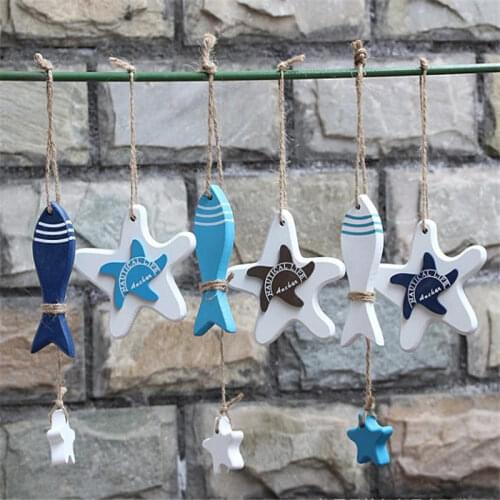 Mediterranean style wooden crafts fish on Home Furnishing decorative pendant wall decoration