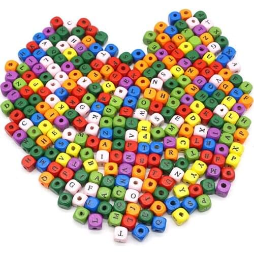 100pcs/lot Wooden Letter Alphabet Beads 8x8 10x10mm Natural Square Cube Rondelle Beads for DIY Bracelet Jewelry Finding Supplier