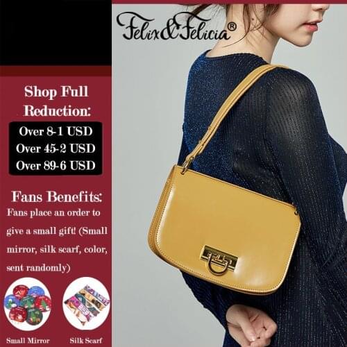 FELIX & FELICIA New Fashion Shoulder Saddle Bags For Women 2021 Luxury Female Casual Handbag Genuine Leather Crossbody Tote Bag