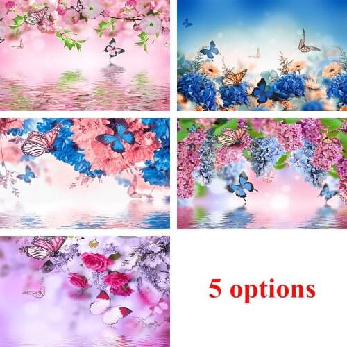 Avezano Butterfly Flower Backdrop River Pink Peach Blossom Photoshoot Studio Background Photography Spring Photophone Decoration