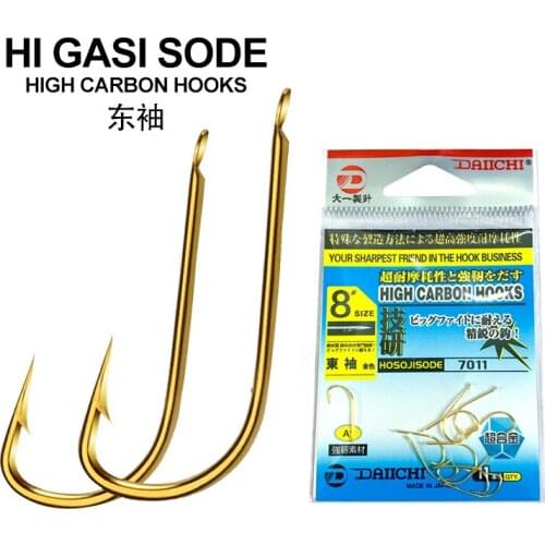 HI GASI SODE 11pcs/ bag Gold Color Import Japan Brand Single Fishing Hooks High Carbon Steel Fishing Accessories Micro Hooks