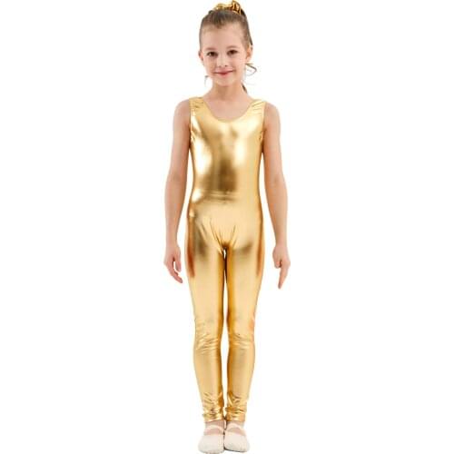 Kids One Piece Tank Unitard Girls Ballet Sleeveless Black Shiny Tight Jumpsuit Unitards Dance Boys Costumes Free Shipping