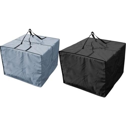 2Pcs Outdoor Furniture Seat Cushions Storage Bag Waterproof Garden Set Covers Carrying Bag Square Gray+Black 81X81X61cm