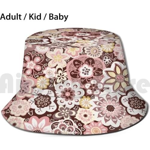 Beautiful Bouquet Of Midsummer Blooms In Pink , Yellow And Brown Sun Hat Foldable UV Protection Beautiful Beauty Elegant
