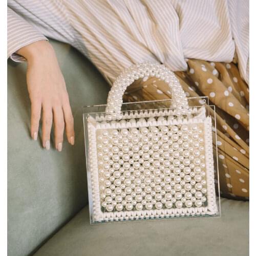 Pure hand-beaded Pearl Shoutibaoyakeli 2019 new fashion temperament womens single shoulder oblique span knitting bag