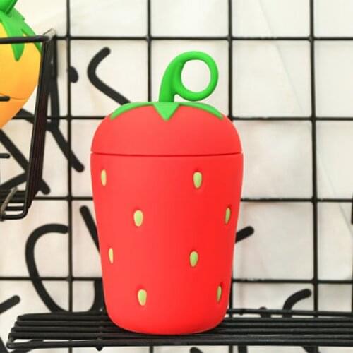 Newly Creative Strawberry Water Cup Portable Heat-Resistant Stainless Steel Vacuum Flask for Home Camping Traveling