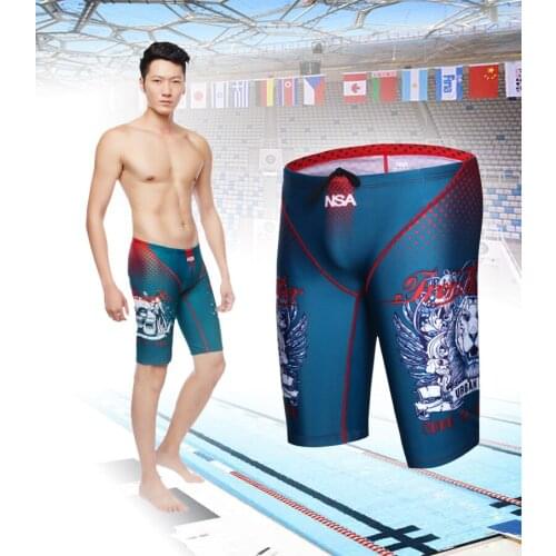 NSA Professional Sharkskin Swimwear Swim Jammers Men Beach Surfing Shorts Trunks Bathing Suits Board Competion Triathlon Shorts