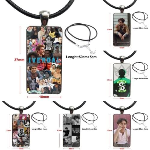 Necklace With Steel Plated Glass Cabochon Choker Long Pendant Rectangle Necklace For Women Girls Riverdale Jughead Jones Lovely