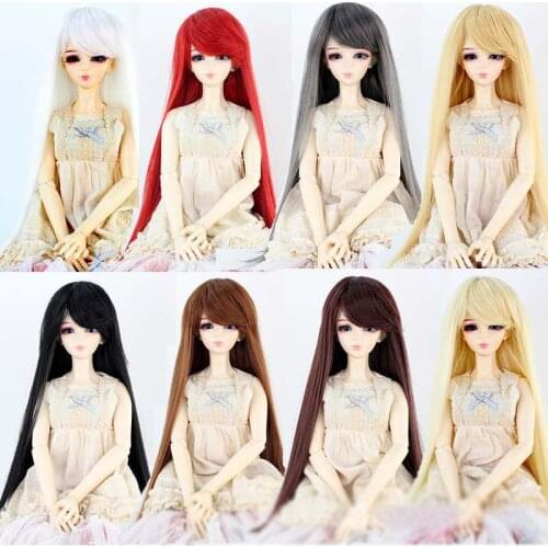 BJD sd 1/3 1/4 1/6 1/8 doll wig male and female dolls high temperature fiber long straight inclined bangs doll hair accessories