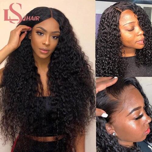 LS HAIR Brazilian Kinky Curly Human Hair Wigs Pre Plucked Hairline 4*4 Lace Closure Wigs Kinky Curly Lace Front Wigs Remy Hair