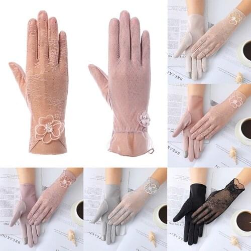 Sexy Summer Women Lace Gloves UV Sunscreen Glove Short Sun Female Fashion UV Protect Ice Silk Driving Touch Screen Lady Gloves